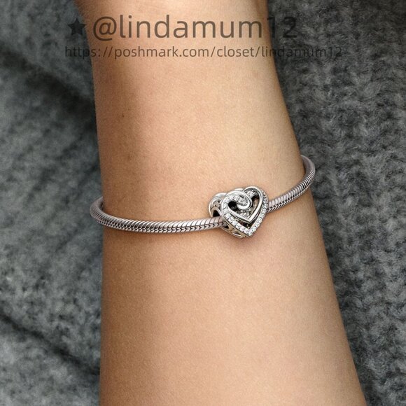 Pandora Sparkling Entwined Hearts Charm - Picture 5 of 6